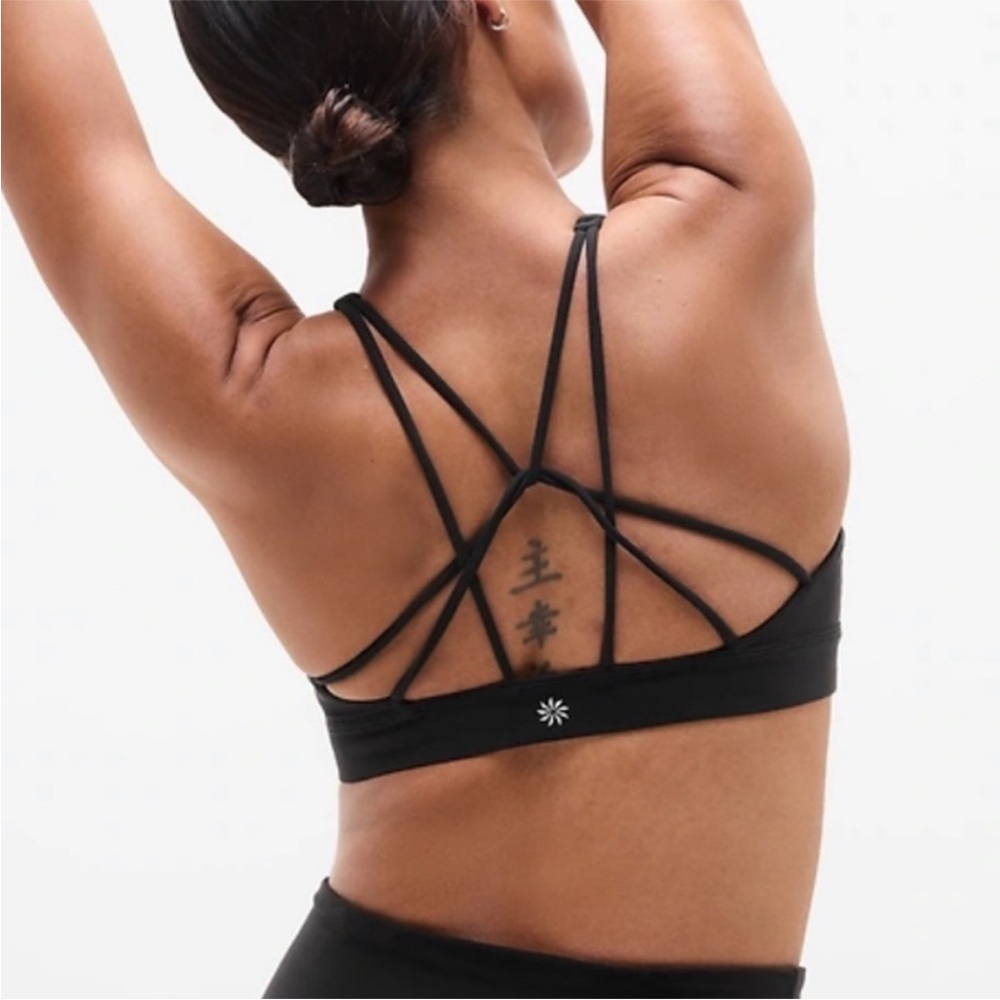 Athleta Black Strappy Back Sports Bra M d/dd
